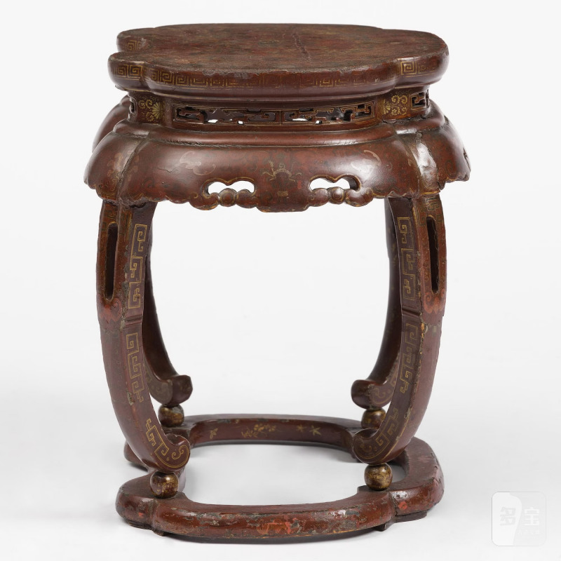 A red and gold lacquer stool, - 图12